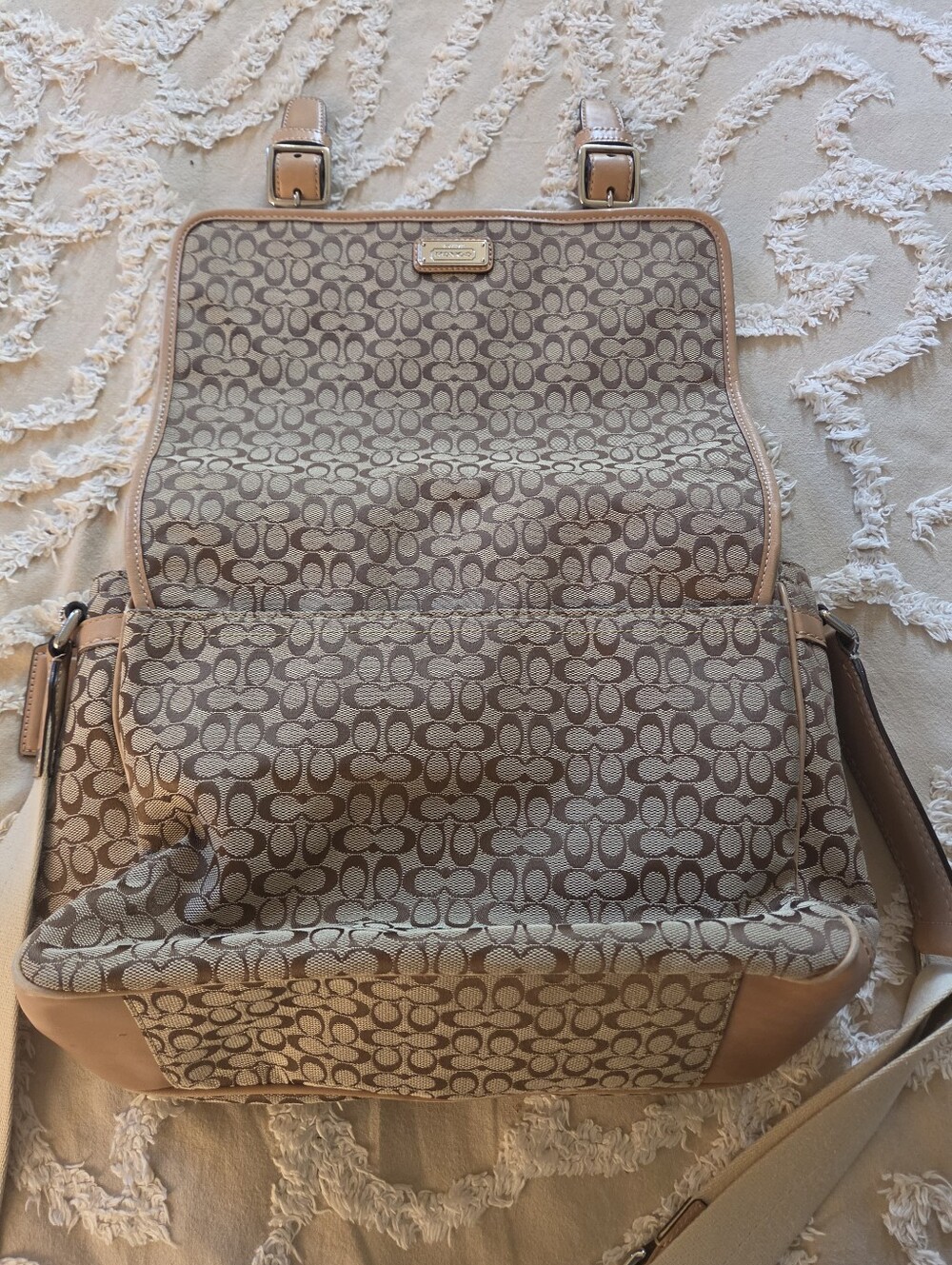 COACH SIGNATURE BROWN CANVAS MESSENGER CROSSBODY BAG F70283 - Picture 3 of 5